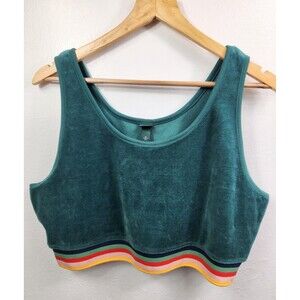 NWT Wild Fable Women's Green Velour Cropped Tank Top Size XL